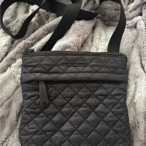 MZ Wallace Black Quilted Bag with Tan Accents